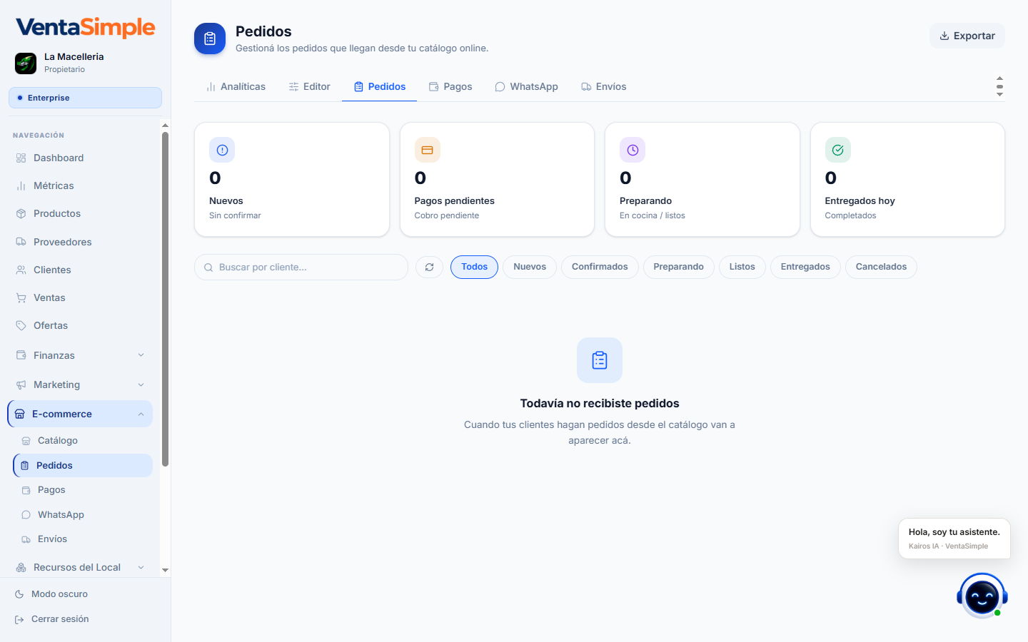 Módulo de catálogo y pedidos online de VentaSimple